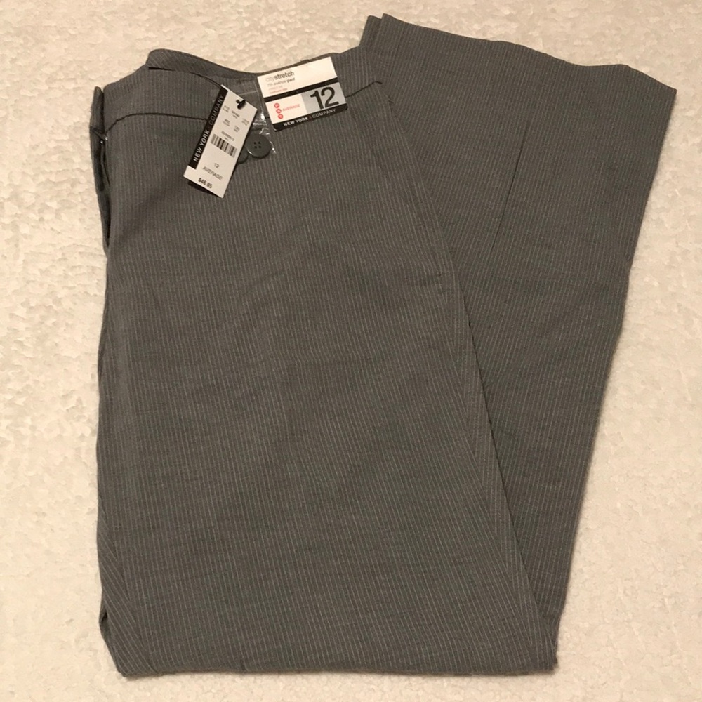 NWT New York & Company gray with white stripe dress pants Size 12